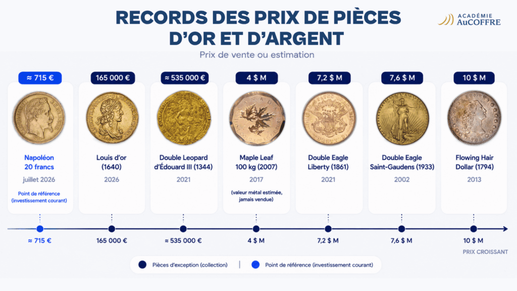 record des prix des pièces d'or et d'argent
