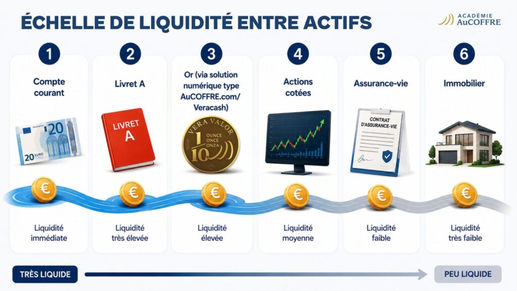 Échelle de liquidité des actifs d'investissement les plus courants