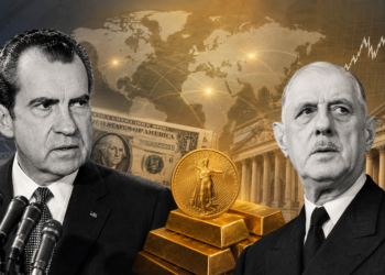 la fin des accords de Bretton Woods le 15 août 1971 par Nixon marque la réponse au désaccord de de Gaulle.