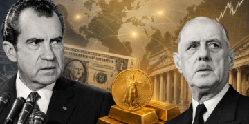 la fin des accords de Bretton Woods le 15 août 1971 par Nixon marque la réponse au désaccord de de Gaulle.