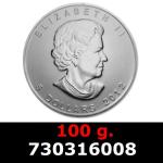 100 grammes d'argent pur - Maple Leaf (LSP) 