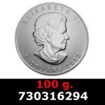 100 grammes d'argent pur - Maple Leaf (LSP) 