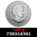 100 grammes d'argent pur - Maple Leaf (LSP) 