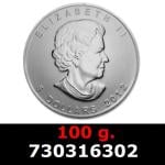 100 grammes d'argent pur - Maple Leaf (LSP) 
